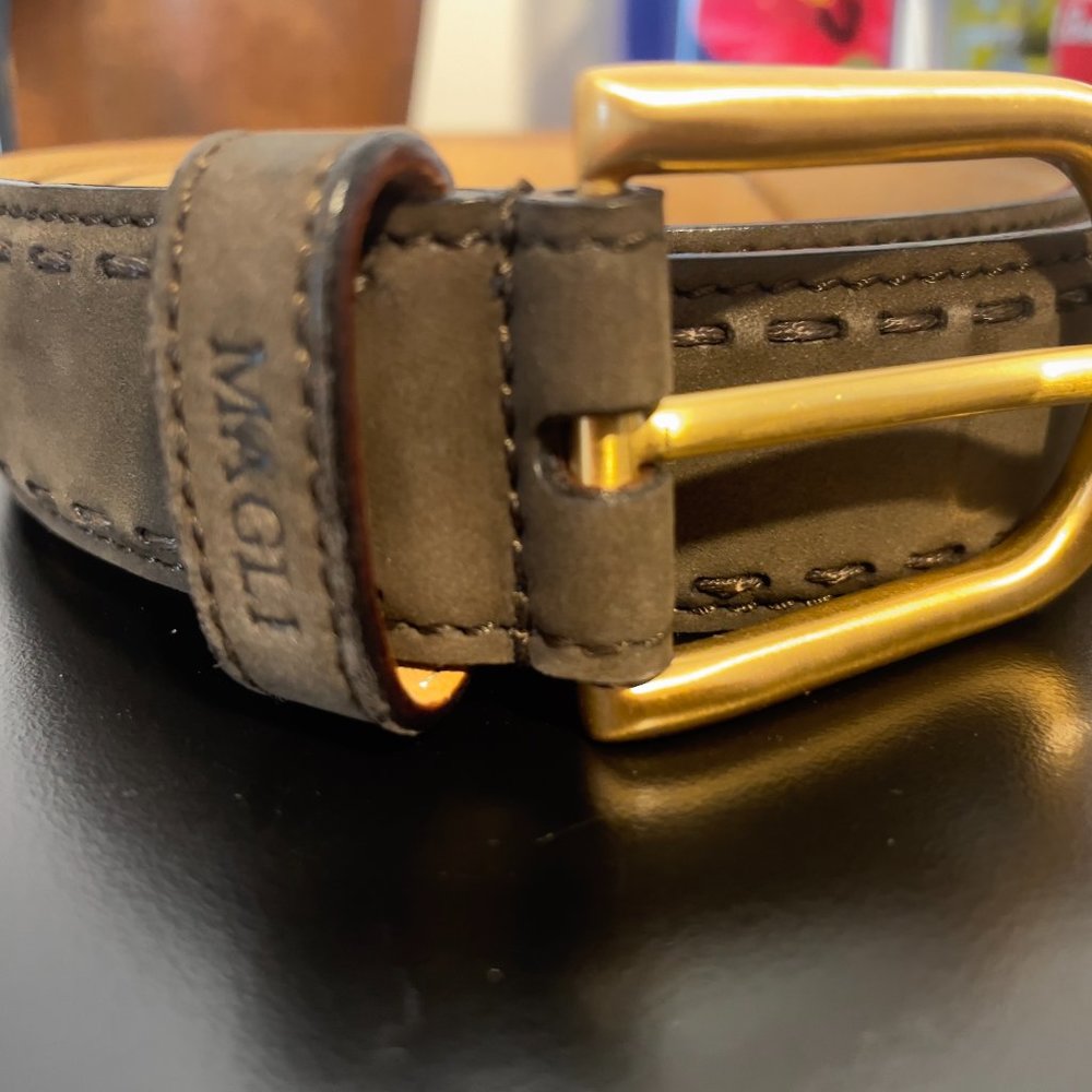 Bruno Magli Italian Brown Suede Mens Belt